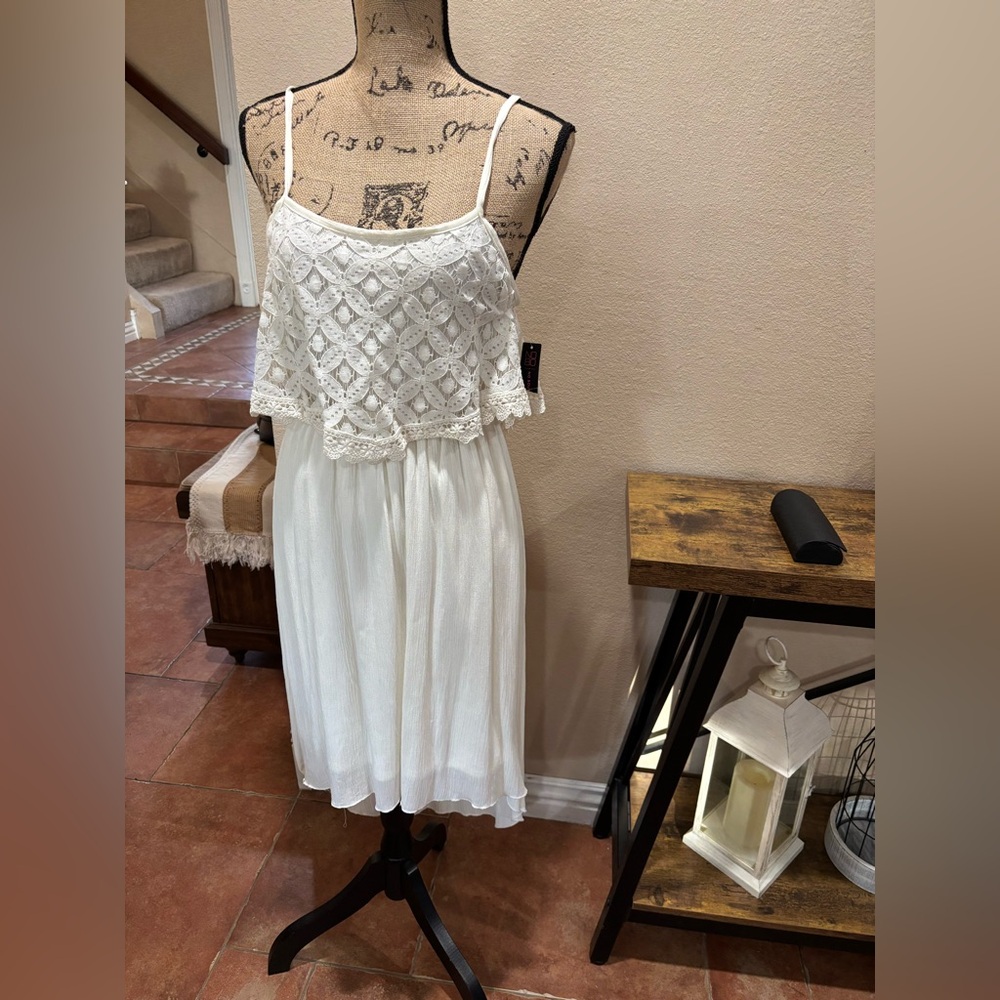 White Lace Overlay Dress